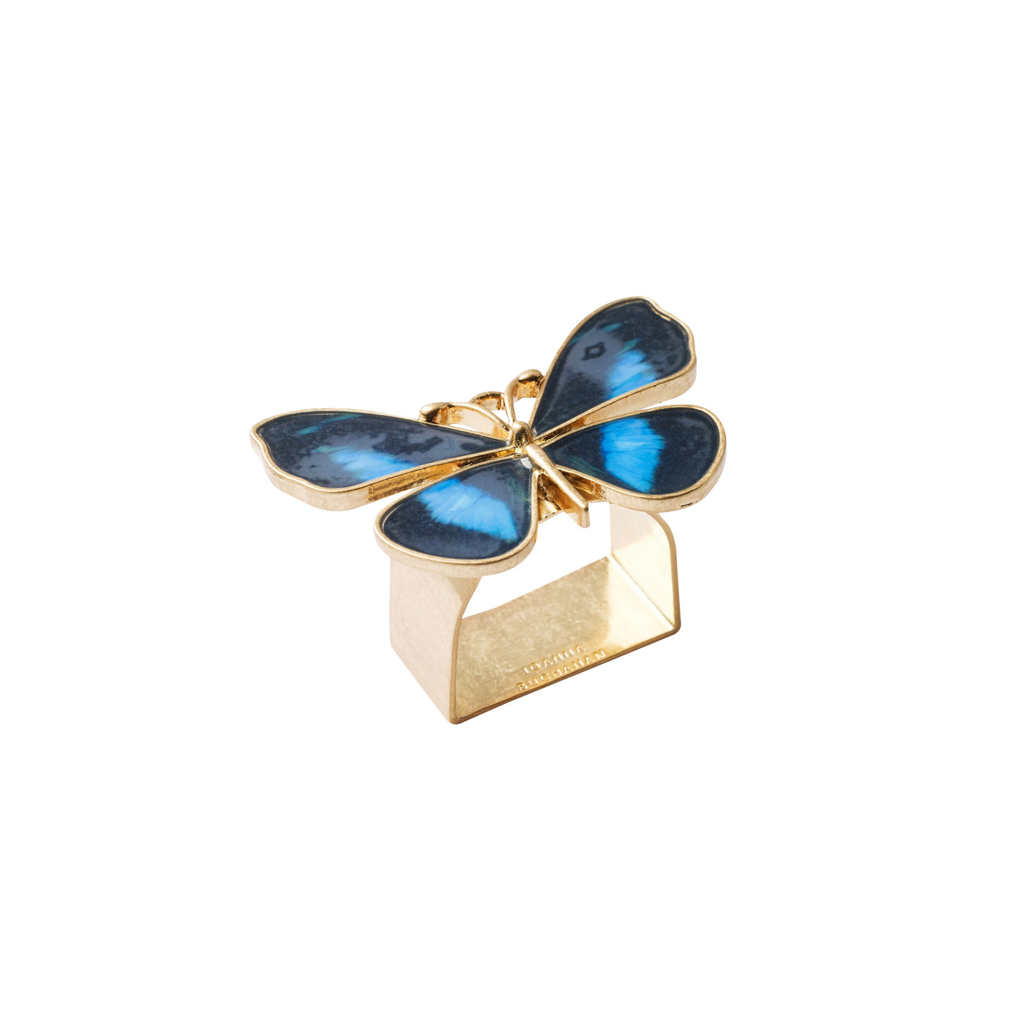 Painterly Butterfly Napkin Rings in Blue Set of 4