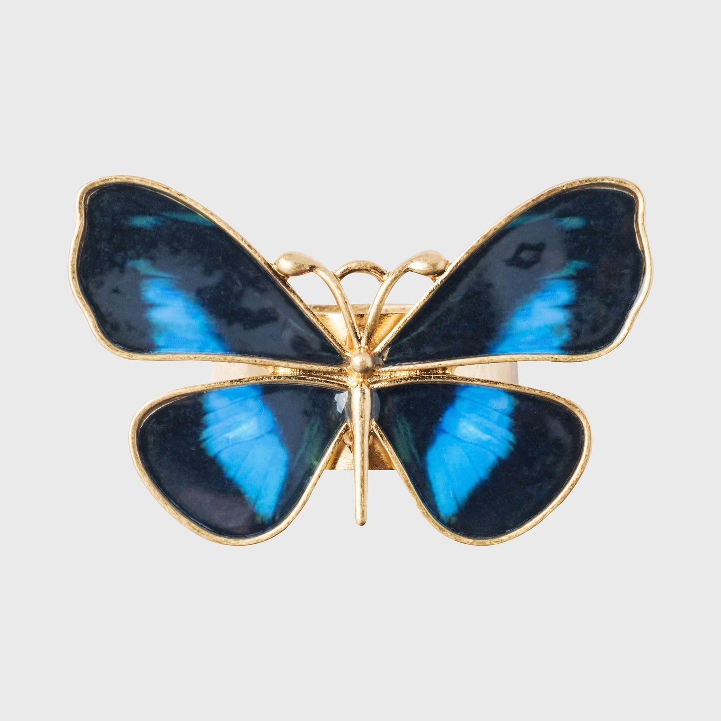 Painterly Butterfly Napkin Rings in Blue Set of 4