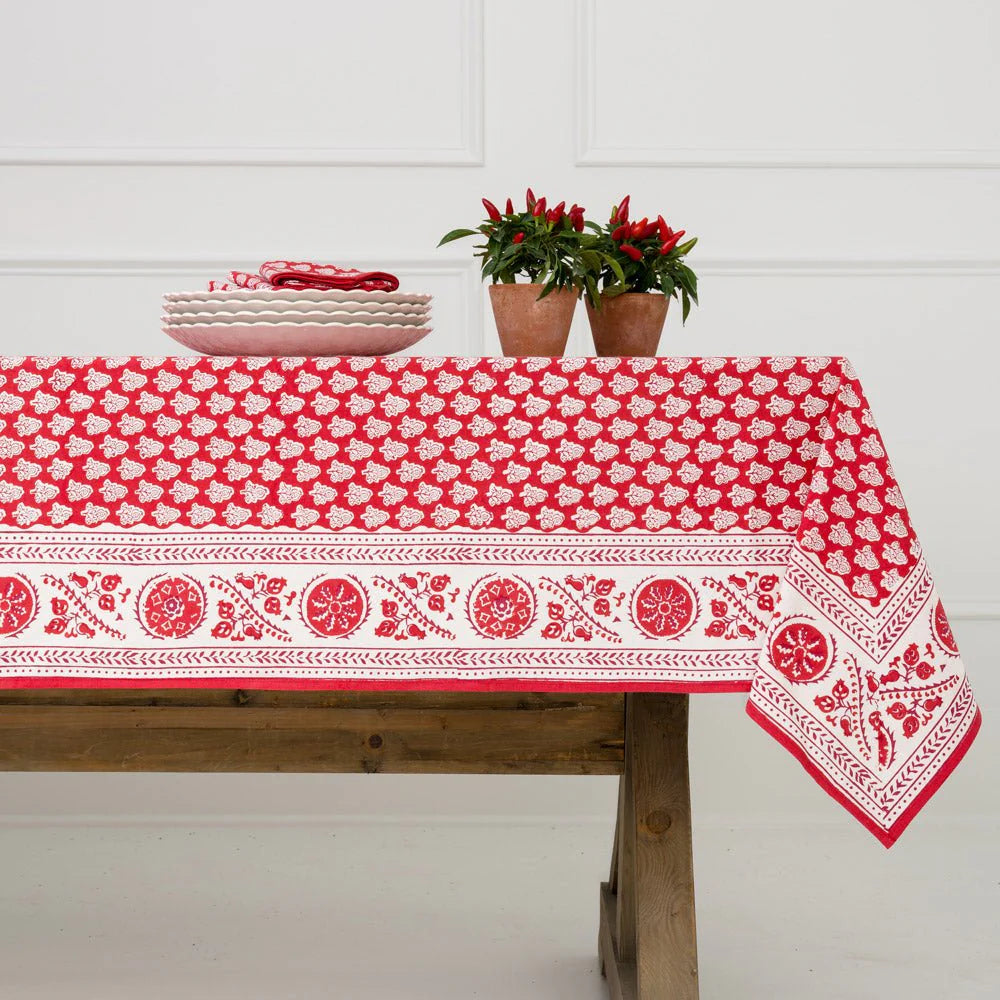 Pom Buti Red Tablecloth