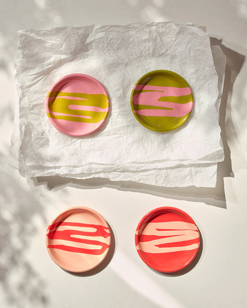 Primavera Cookie Plate-Peach on Coral