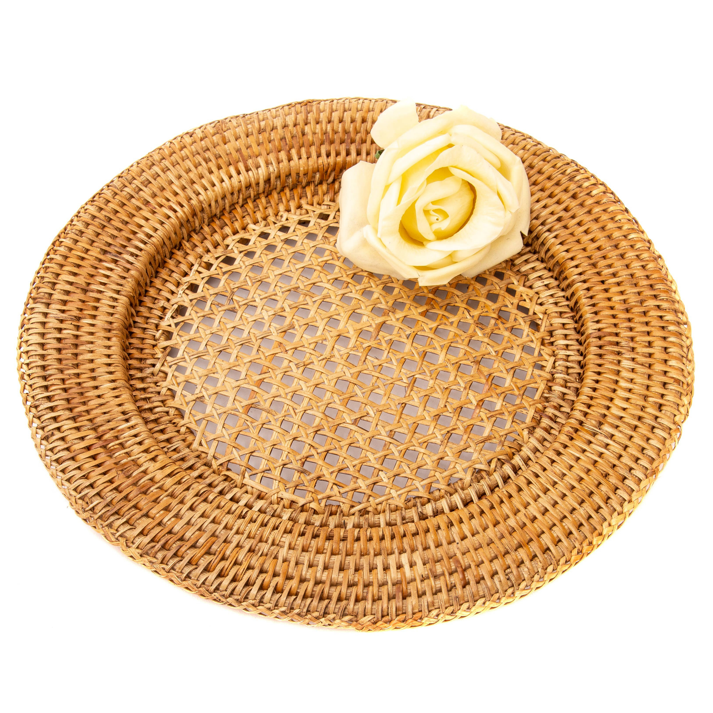 Rattan Open Weave Charger Plate - Set of 4