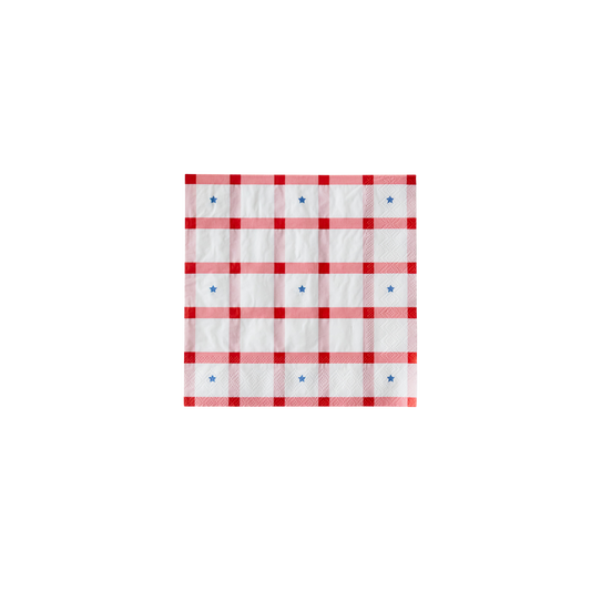 Red Gingham 4th of July Large Napkins – Set of 20