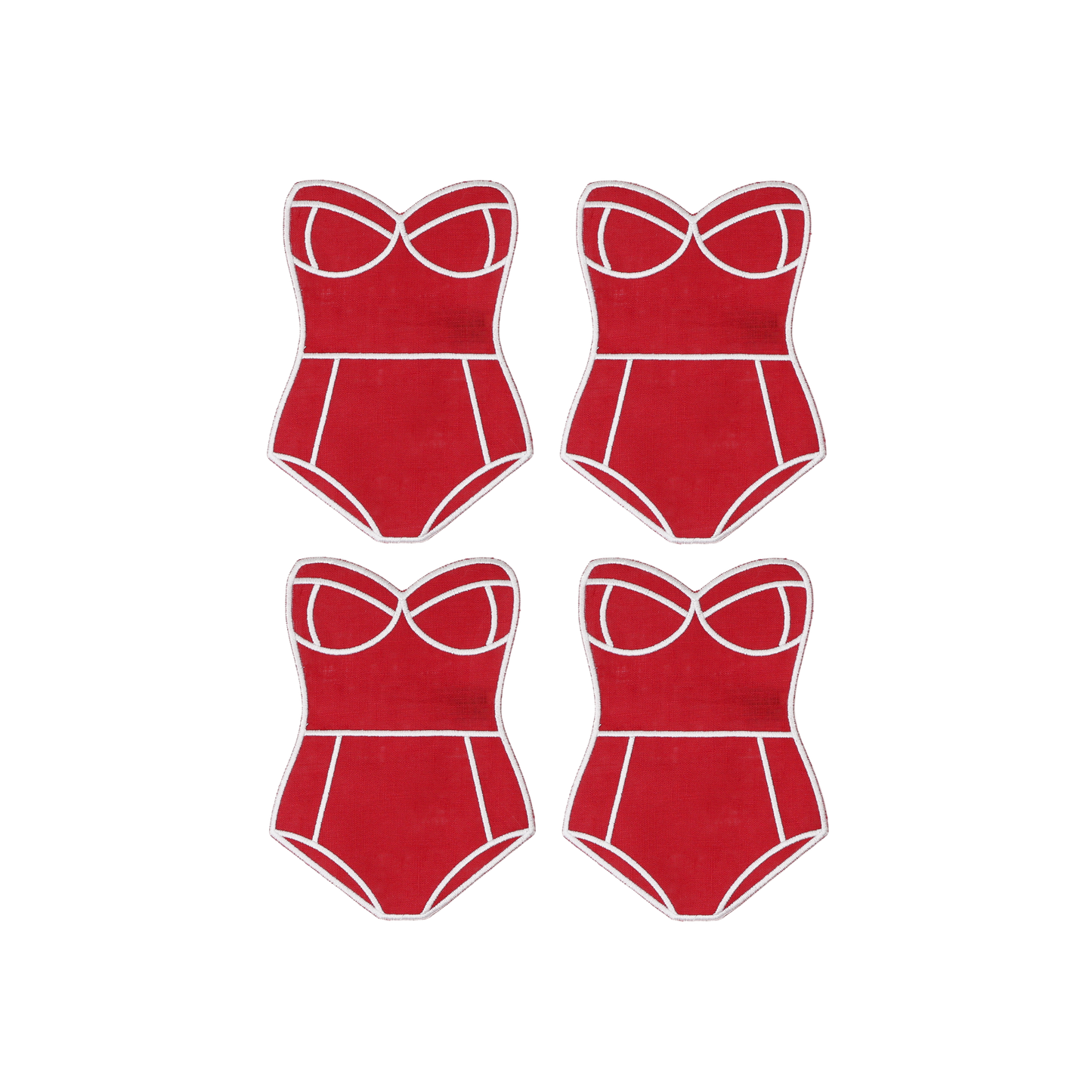 Red Swimsuit Cocktail Napkins - Set of 4