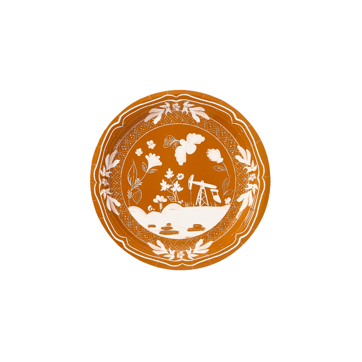 Rust Nodding Donkey Collegiate Paper Dessert Plates - Pack of 8