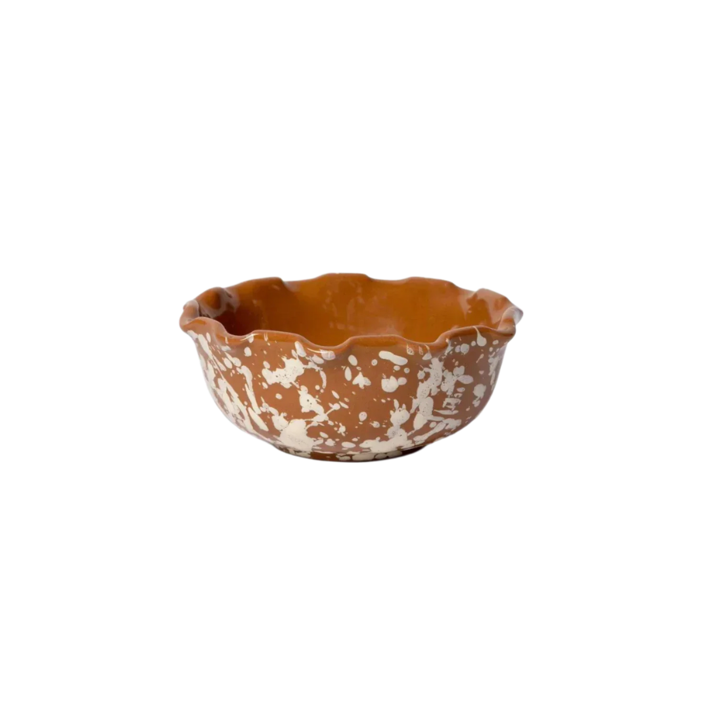 Scallop Splatter Dish in Terracotta Cream