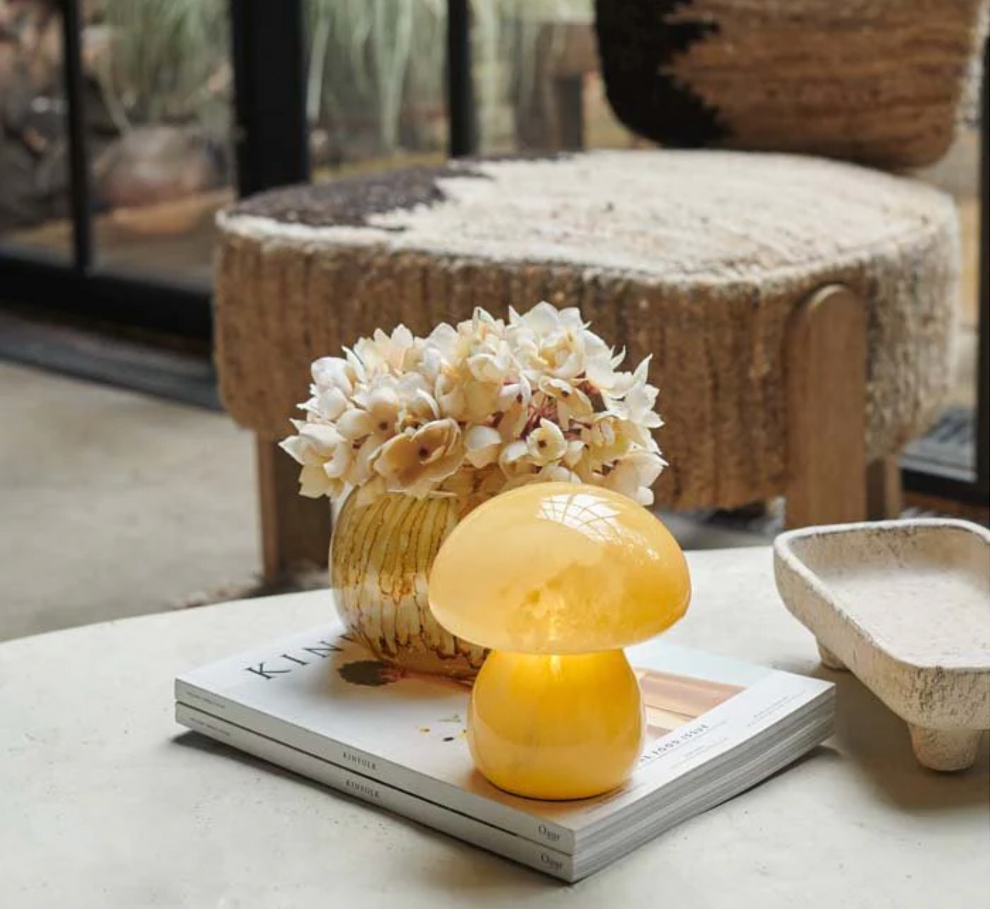 Mushroom Portable LED Table Lamp in Mango