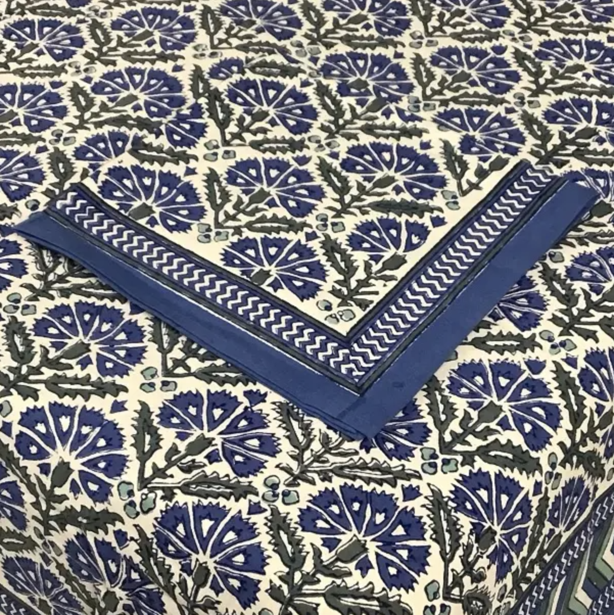 NH Tablecloth in Blue, White, and Grey