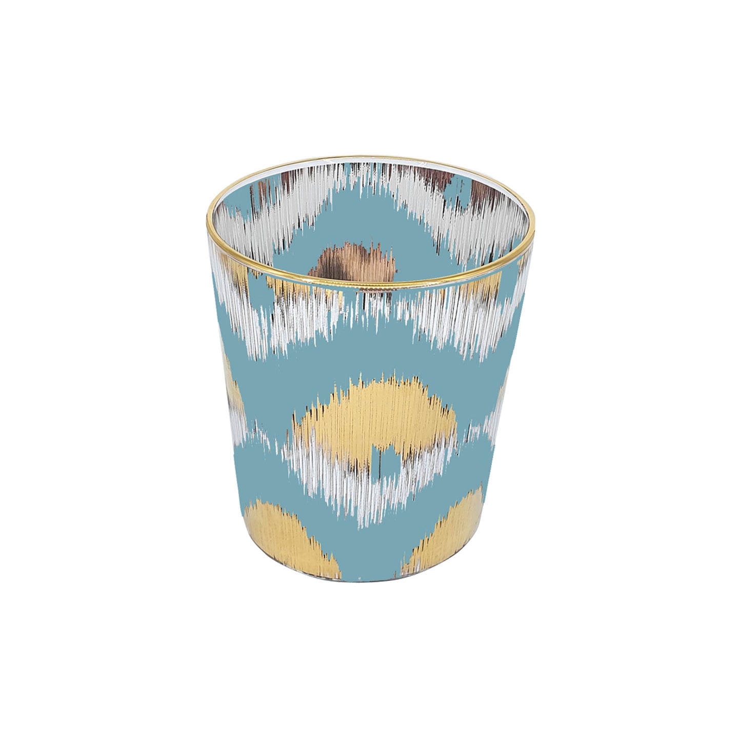 Ikat Decorative Glasses in Light Blue and Gold - Set of 4