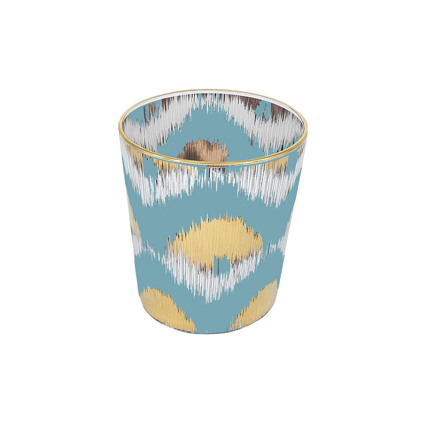 Ikat Decorative Glasses in Light Blue and Gold - Set of 4