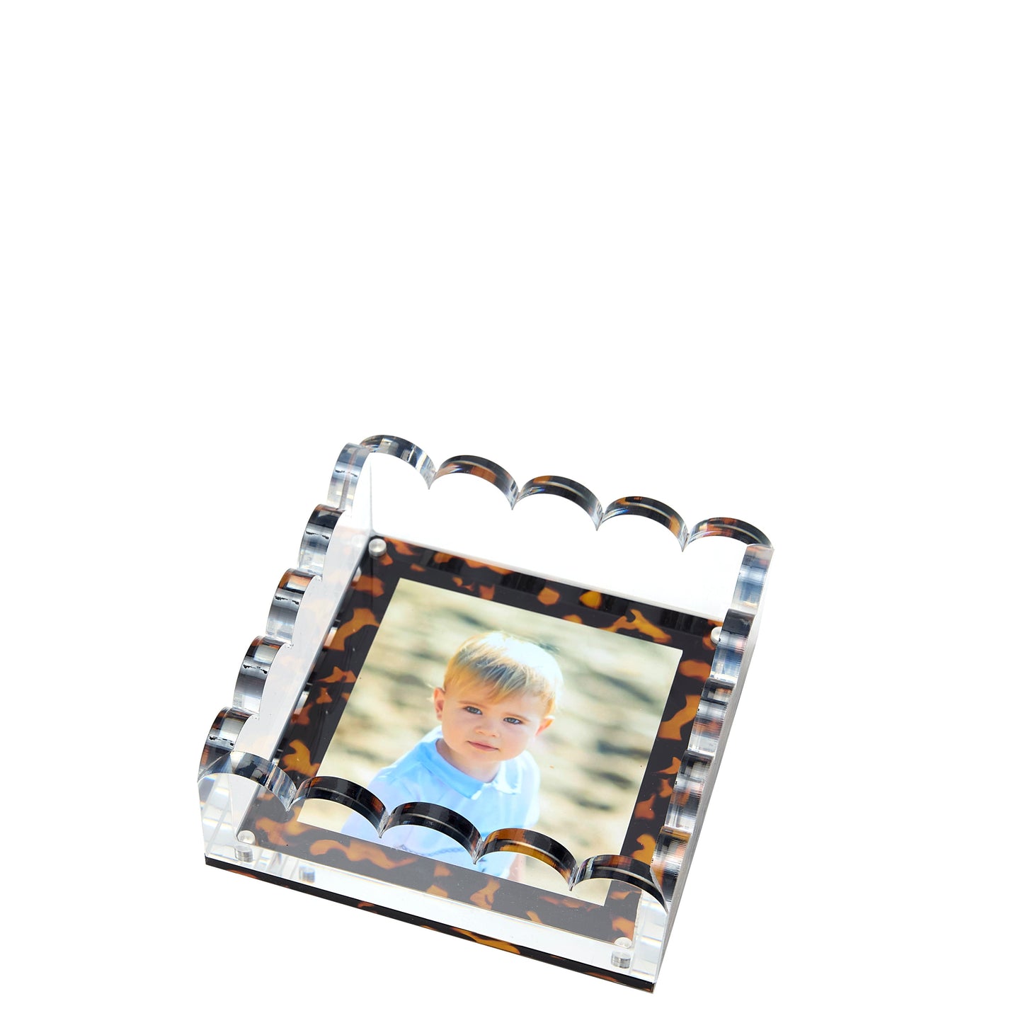 Elegant Scallop Photo Tray in Tortoise - Perfect for Stylish Dining
