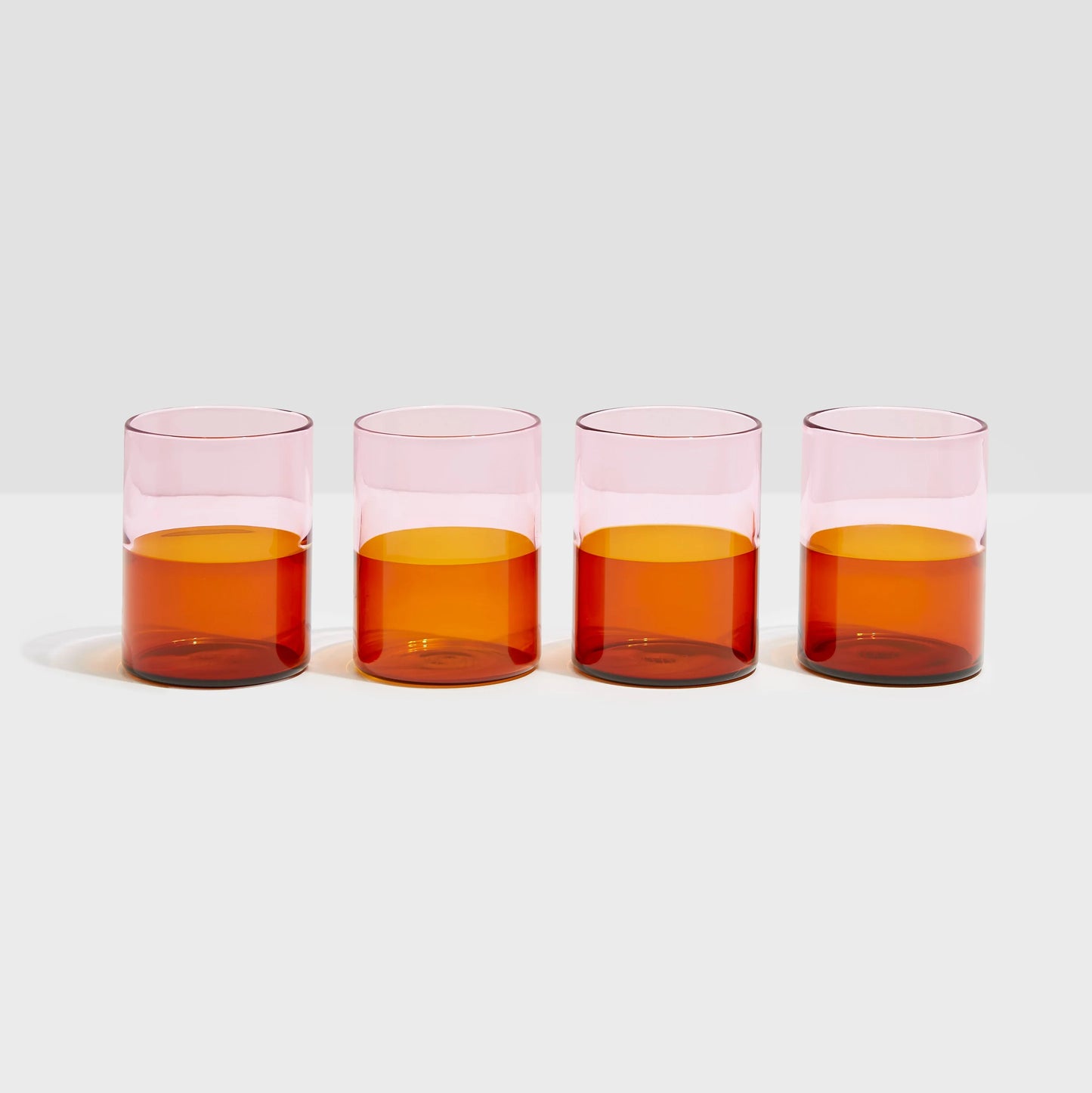 Two Tone Glasses in Pink and Amber - Set of 4