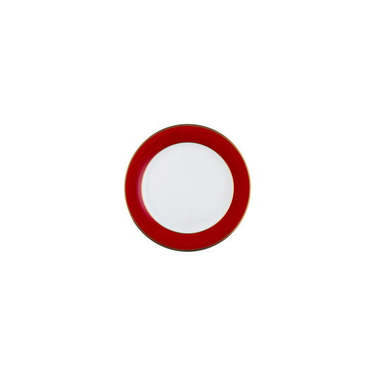 Ultra-White ColorSheen Red with Gold Banding Salad Plate