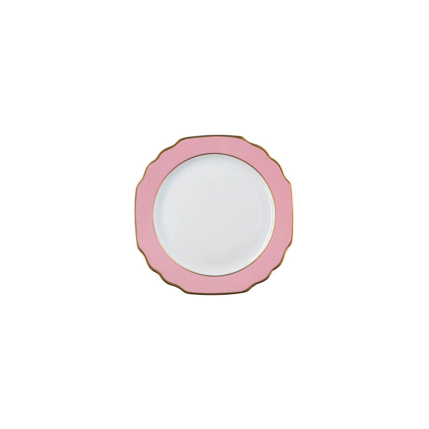 Ultra-White Georgian ColorSheen Pink with Gold Banding Salad Plate