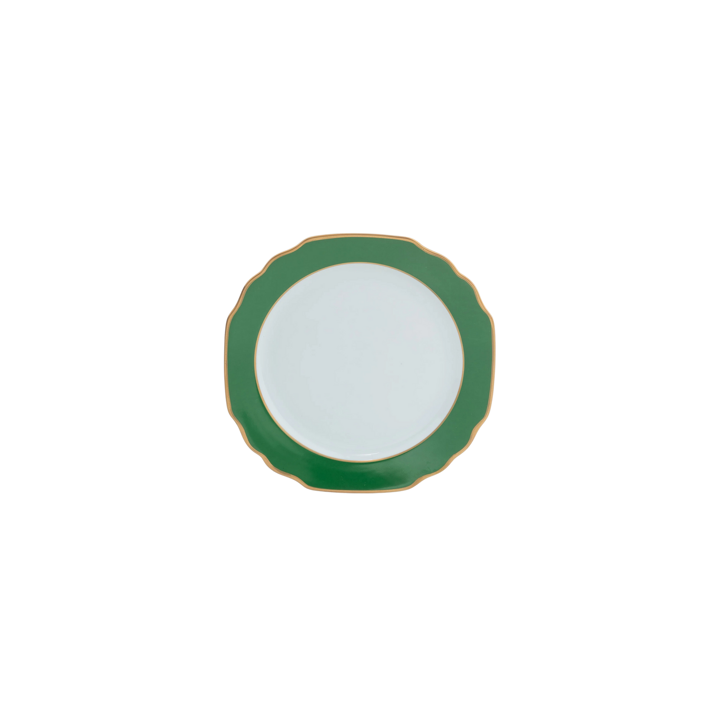 Ultra-White Georgian ColorSheen Emerald Green with Gold Banding Salad Plate