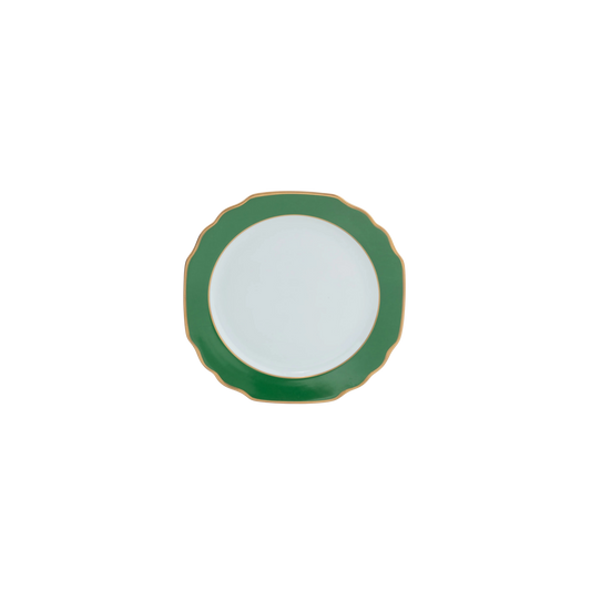 Ultra-White Georgian ColorSheen Emerald Green with Gold Banding Salad Plate
