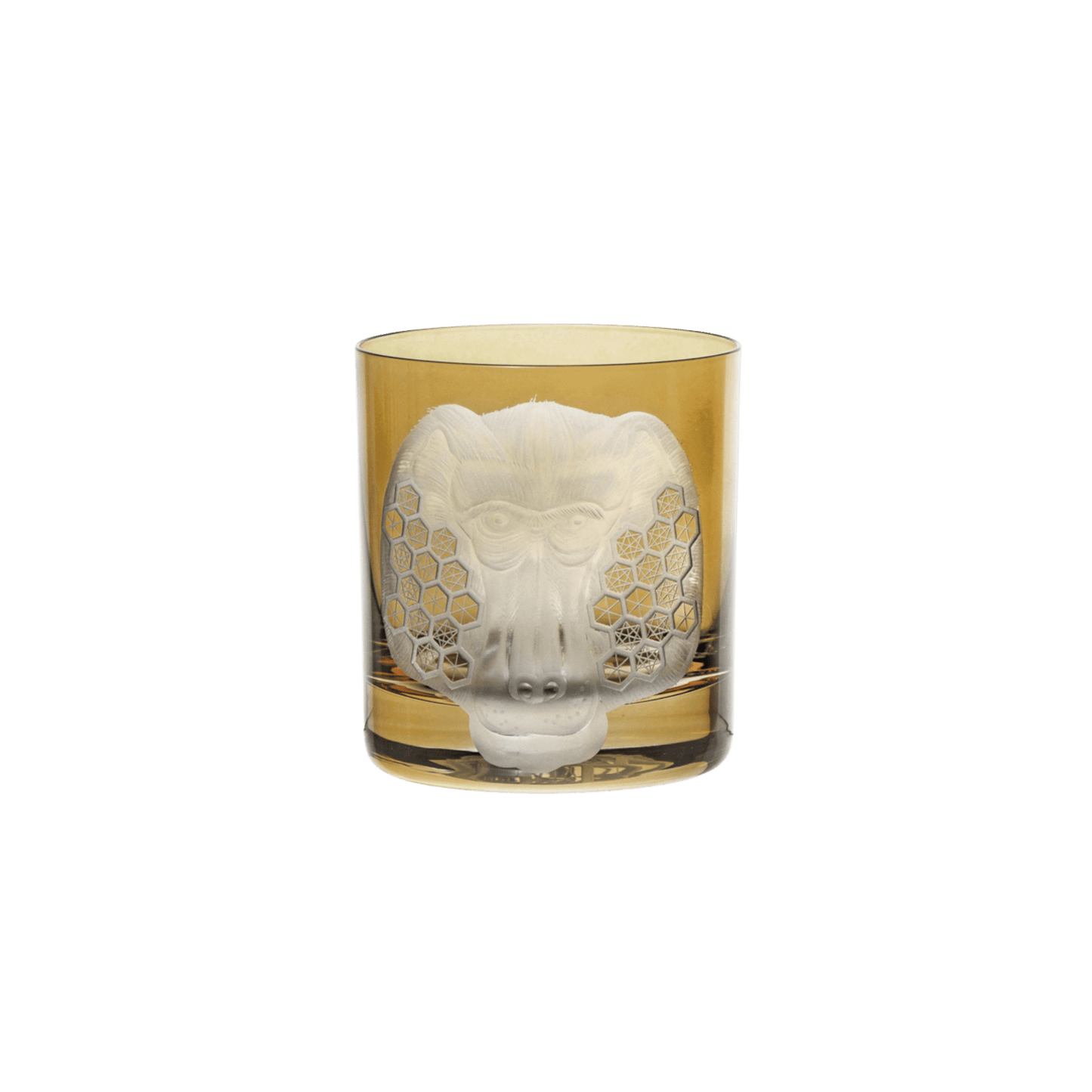 African Safari Baboon Double Old Fashioned Glass - Taupe - Hosted by Kelly Gaudreau