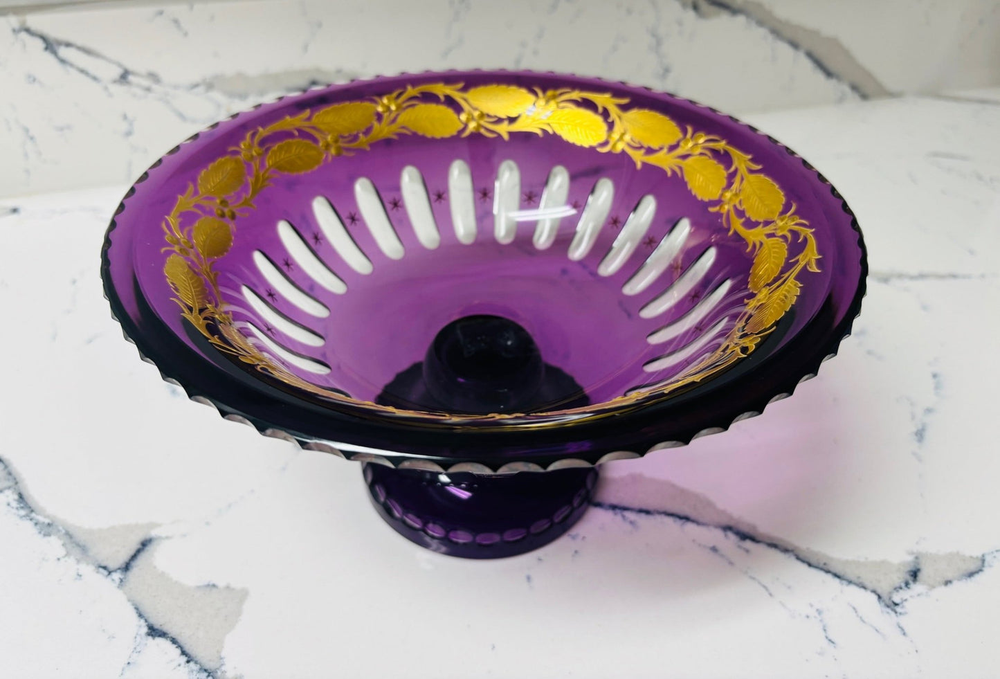 Antique Amethyst Center Bowl with Gold Accents - Hosted by Kelly Gaudreau