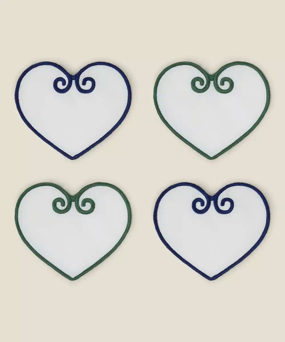 Blue Green Heart Shaped Coasters Set of 4 - Hosted by Kelly Gaudreau