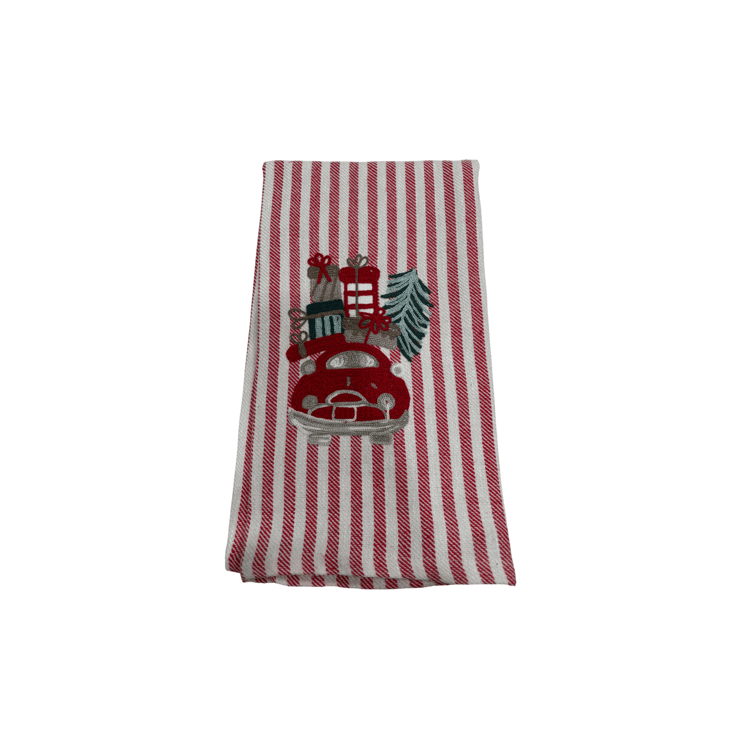 Car with Gifts Embroidered Pomelo Kitchen Towel - Red - Hosted by Kelly Gaudreau