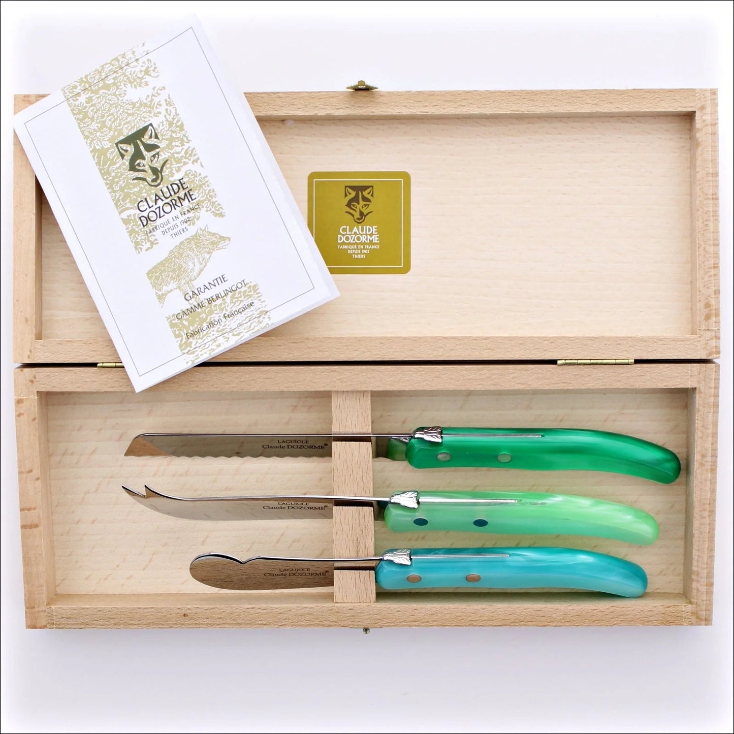 Claude Dozorme Berlingot Laguiole Breakfast Set - Blue - Green - Hosted by Kelly Gaudreau