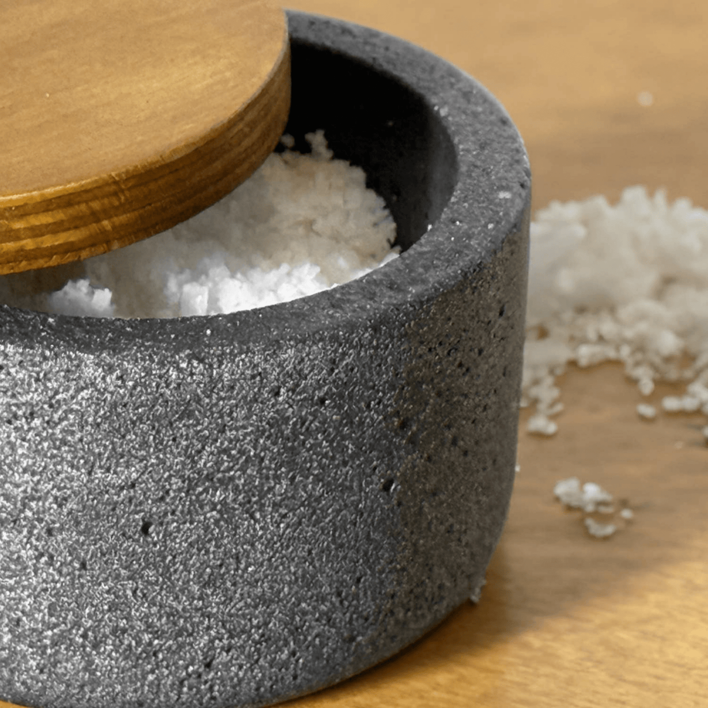 Concrete Salt Cellar with Wooden Lid - Hosted by Kelly Gaudreau