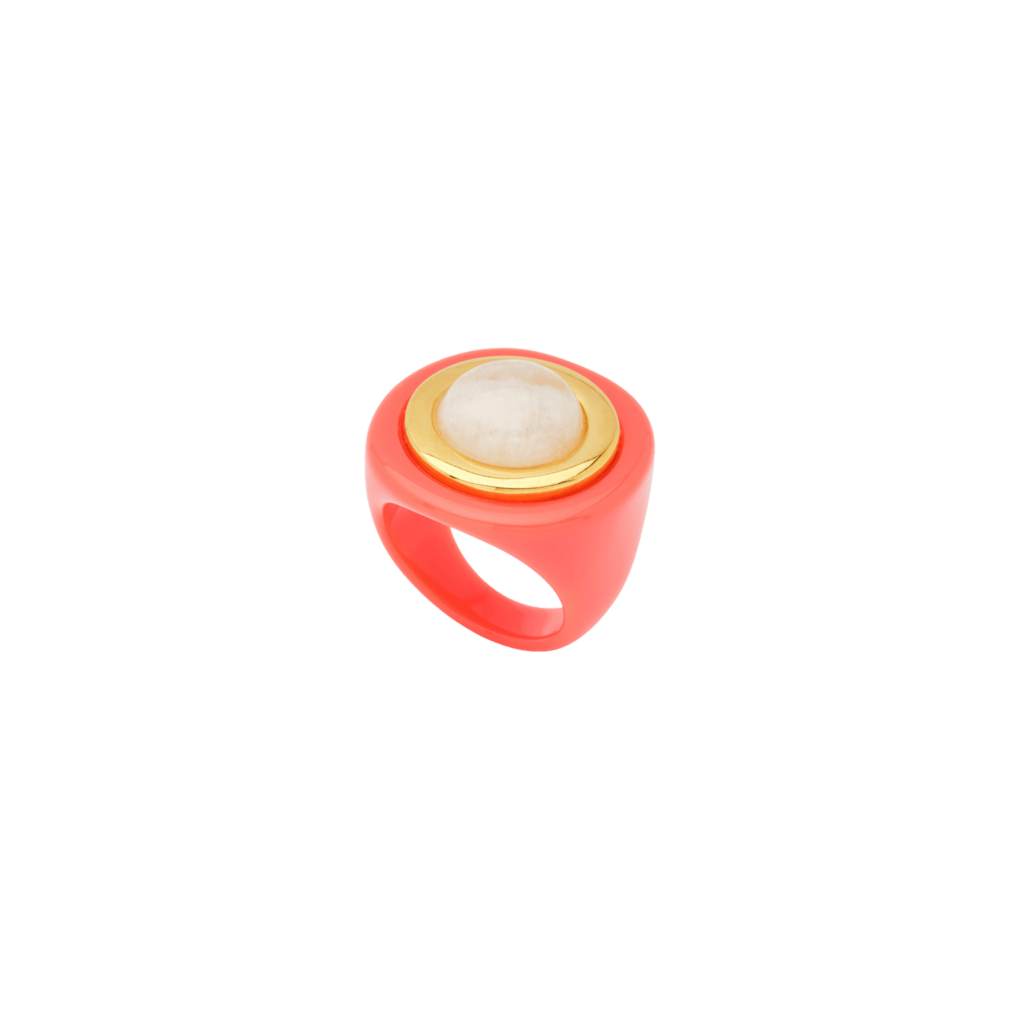 Coral Resin Sculpted Dome Ring – Moonstone - Hosted by Kelly Gaudreau