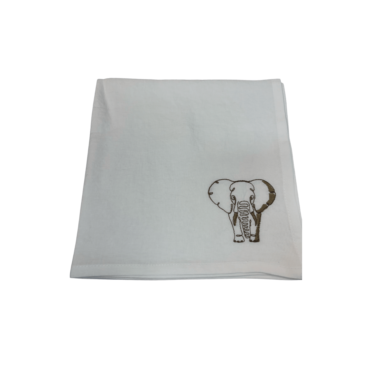 Elephant Embroidered Venere Linen Napkin - White - Hosted by Kelly Gaudreau