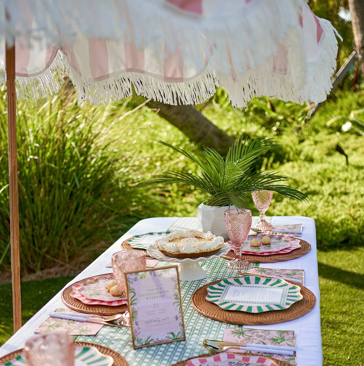 Palm Beach - Pink & Green Large Paper Napkins - Set of 20