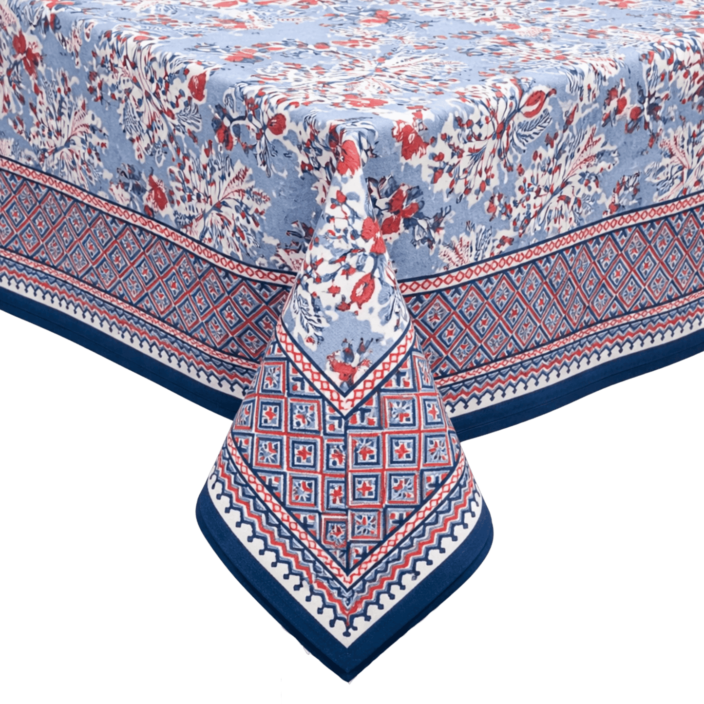Grecian Palm Red, White, and Blue Tablecloth - Hosted by Kelly Gaudreau