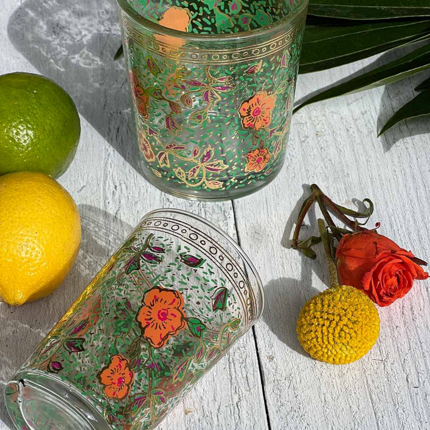 Hand Painted Garden Tea Glasses - Set of 6 - Hosted by Kelly Gaudreau