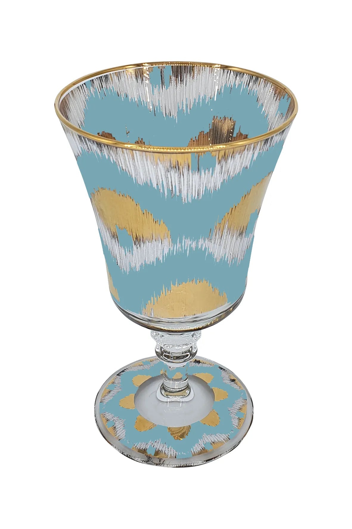 Ikat Goblet in Light Blue and Gold - Set of 4 - Hosted by Kelly Gaudreau
