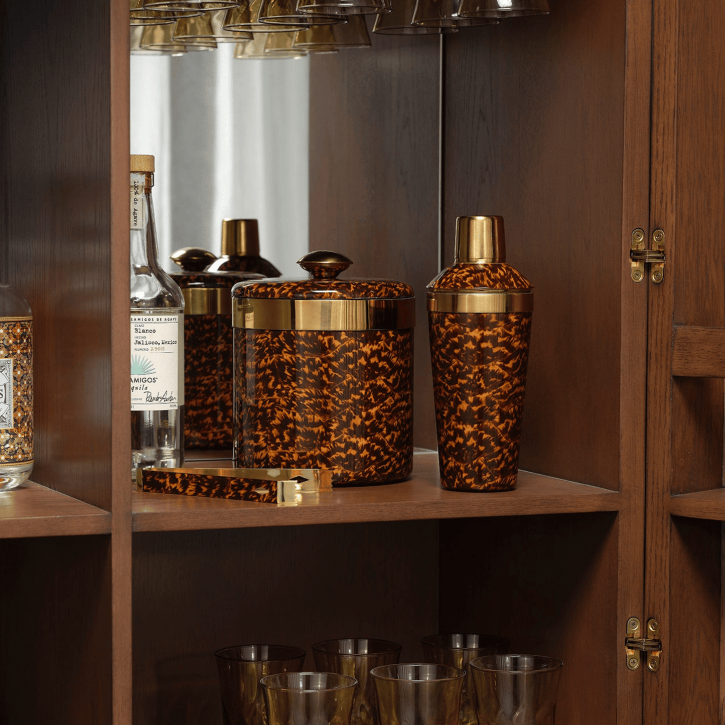 Maximilian Faux Tortoise/Gold Cocktail Shaker - Hosted by Kelly Gaudreau