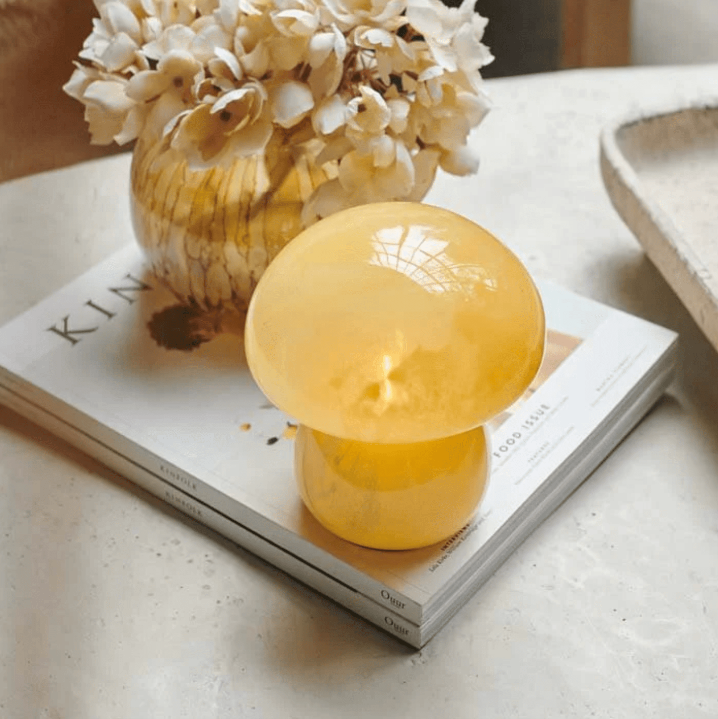 Mushroom Portable LED Table Lamp in Mango - Hosted by Kelly Gaudreau
