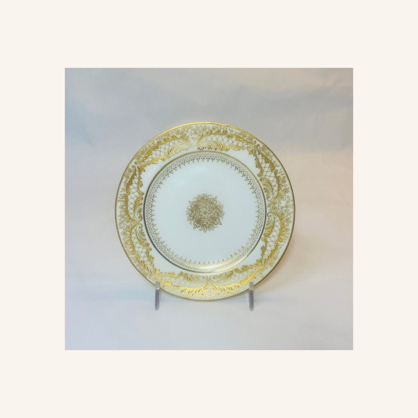 Antique Royal Doulton White & Gold Medallion Side Plates Set of 14