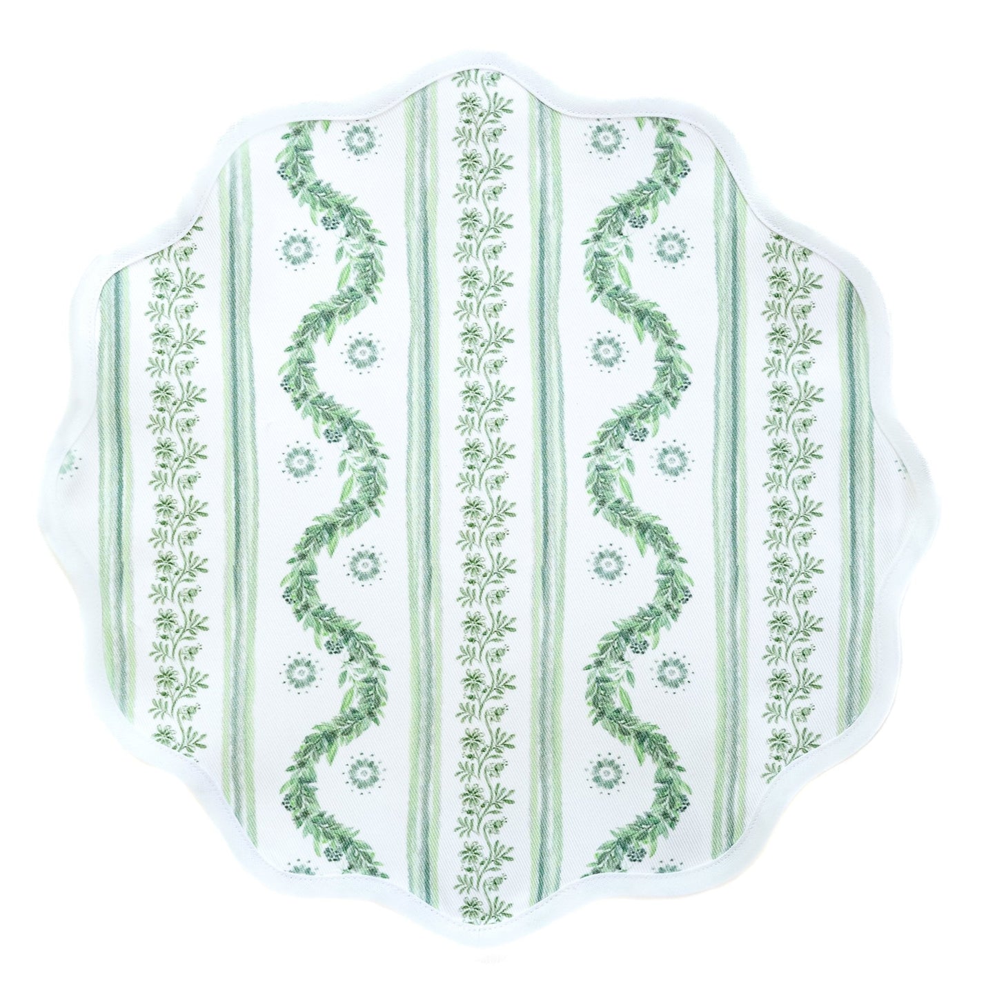 Round Scalloped Placemat - Boxwood Garden Sage Set of 4 - Hosted by Kelly Gaudreau