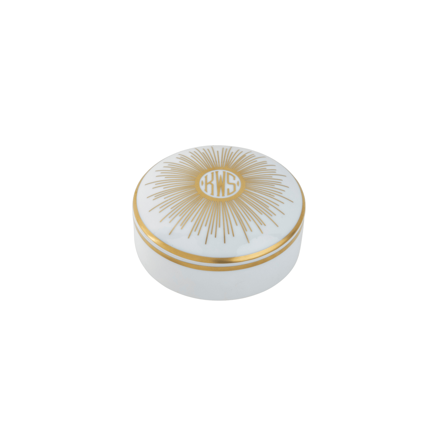 Signature Ultra - White Gold Monogrammed Large Round Covered Box - Hosted by Kelly Gaudreau