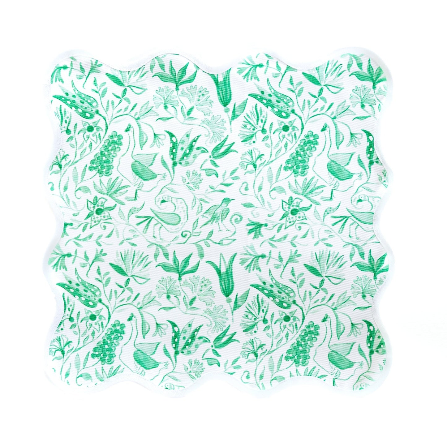Square Scalloped Placemat - Birds of Paradise - Green Set of 4 - Hosted by Kelly Gaudreau