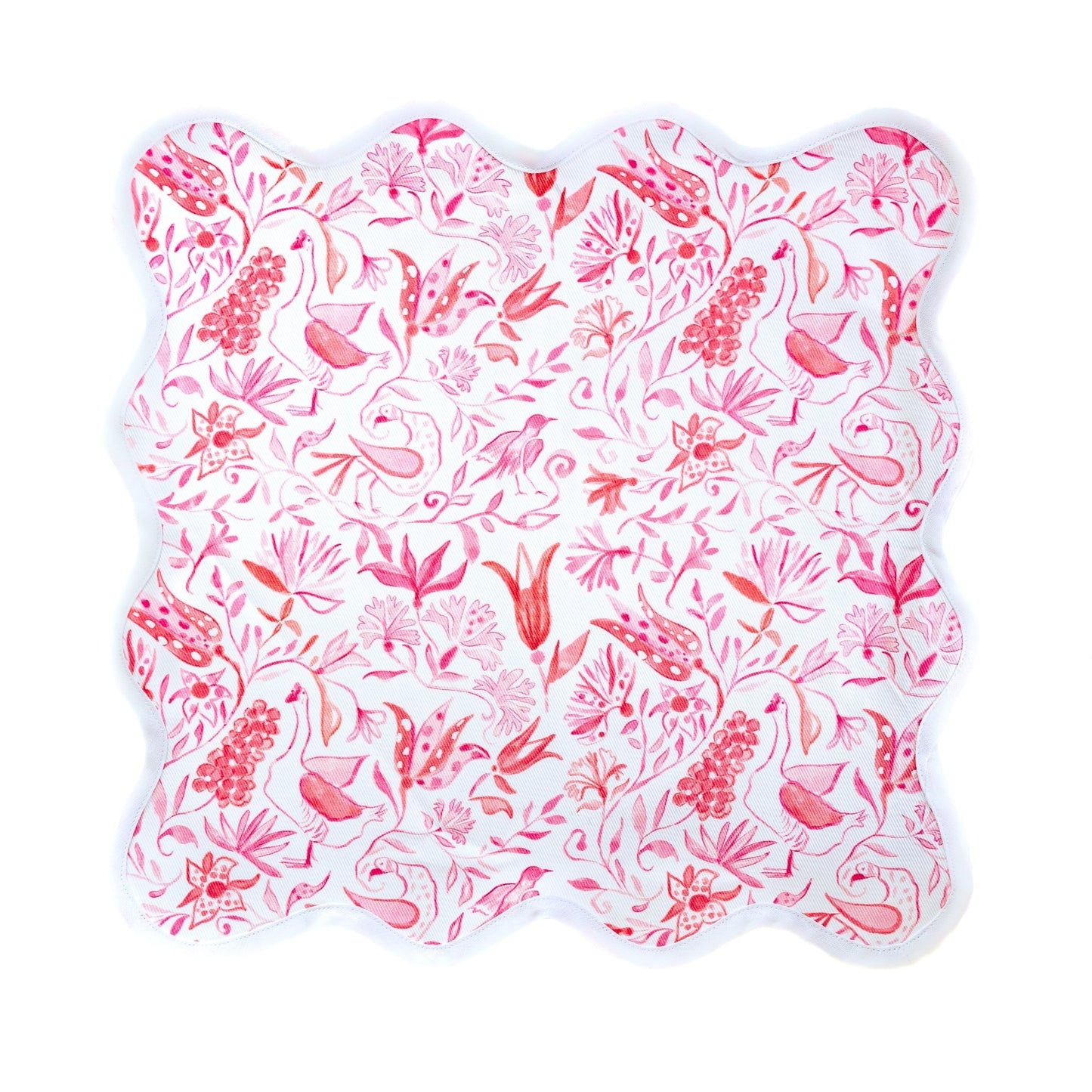 Square Scalloped Placemat - Birds of Paradise - Pink Set of 4 - Hosted by Kelly Gaudreau