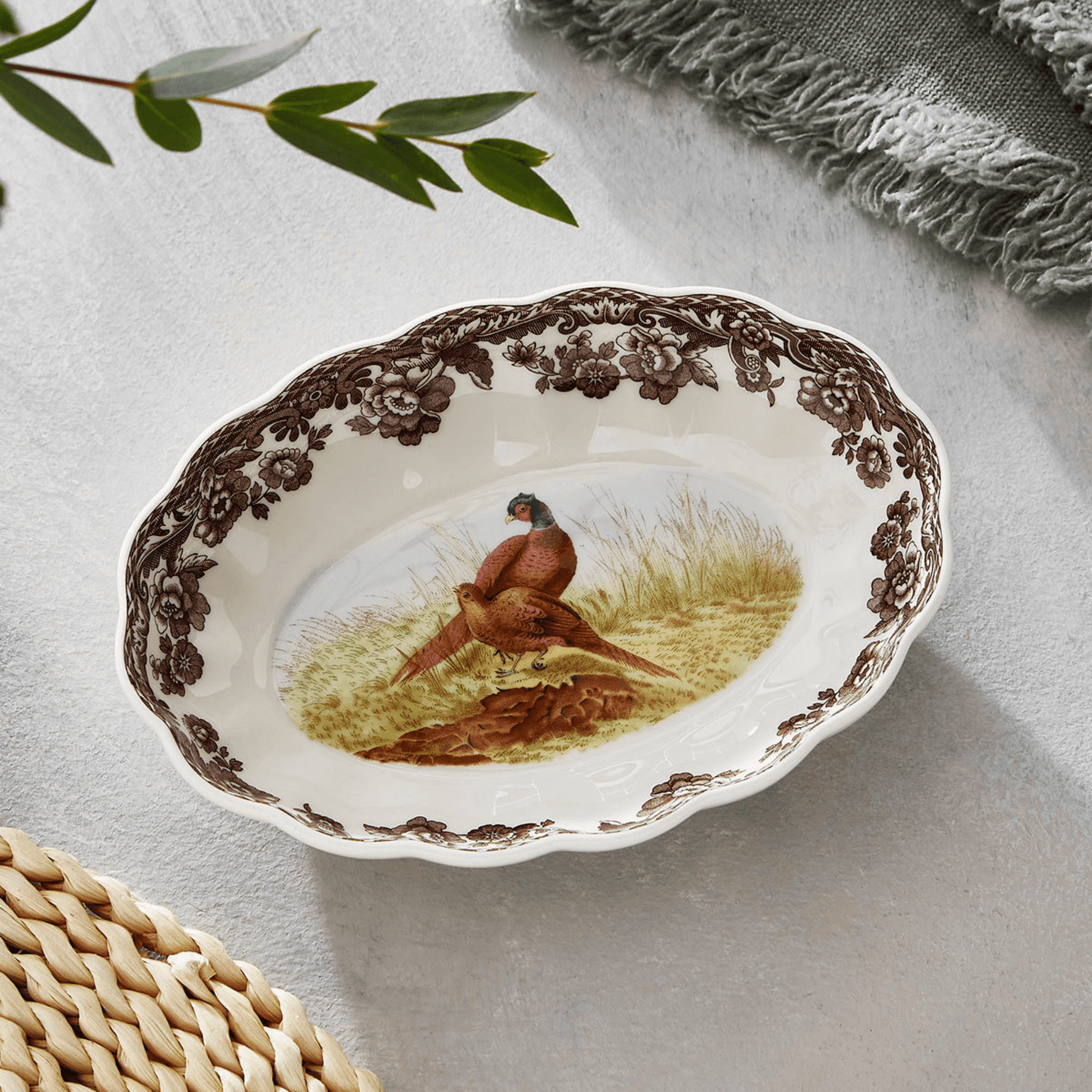 Woodland Pheasant Oval Fluted Dish - Hosted by Kelly Gaudreau