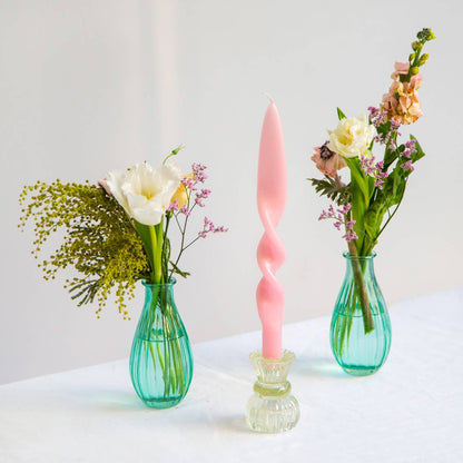 Small Light Green Glass Candle Holder