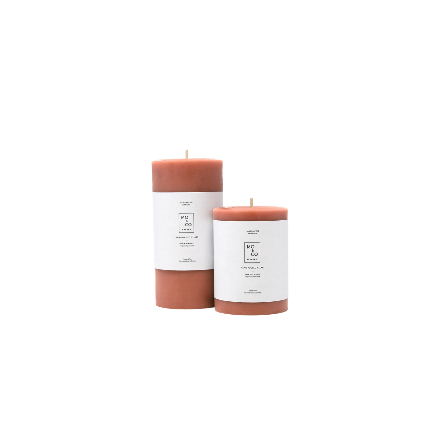 100% Beeswax Pillar Candles - Terra Cotta