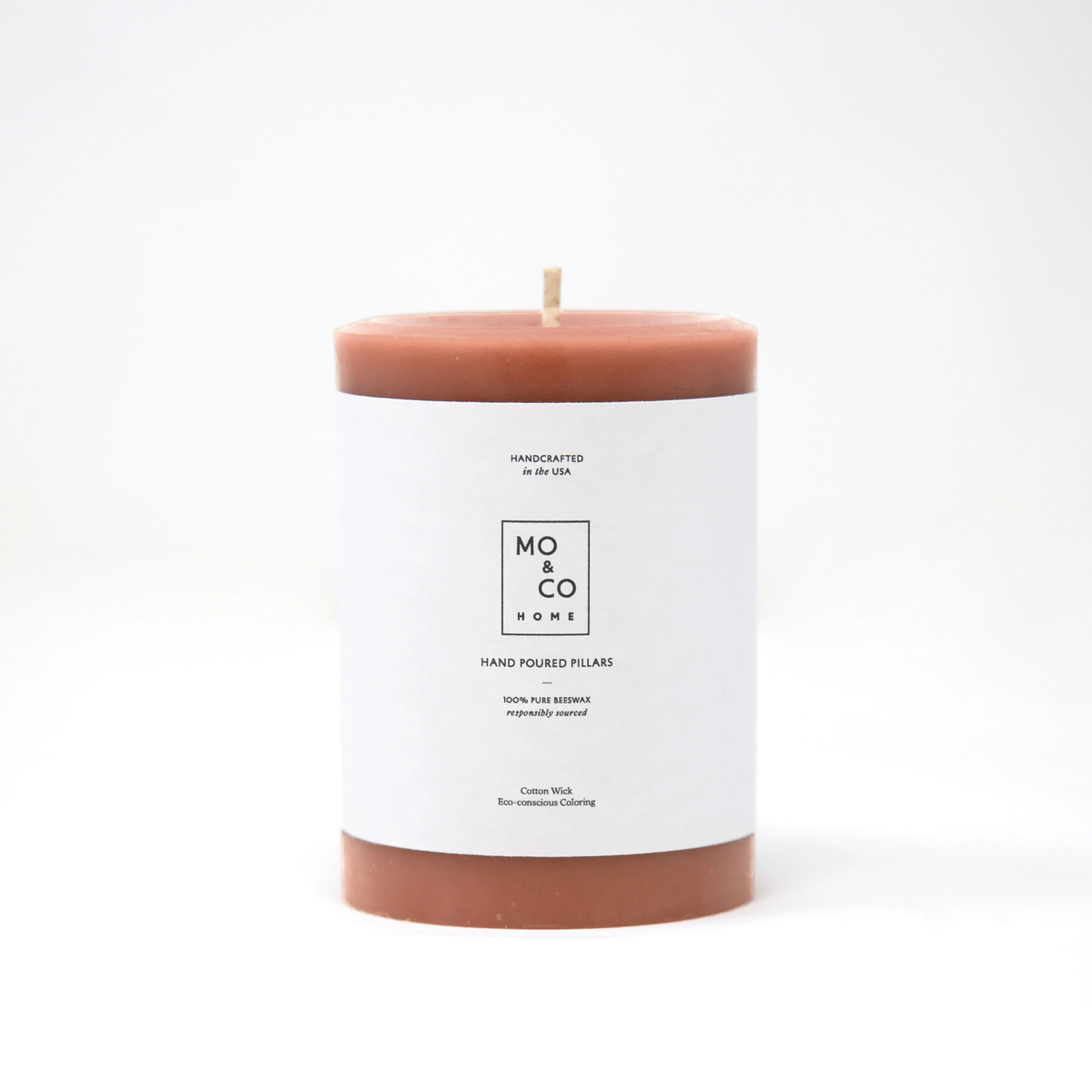 100% Beeswax Pillar Candles - Terra Cotta