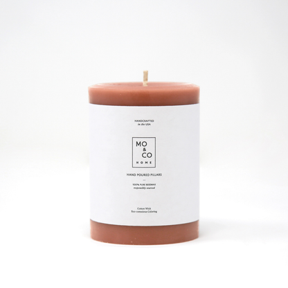 100% Beeswax Pillar Candles - Terra Cotta