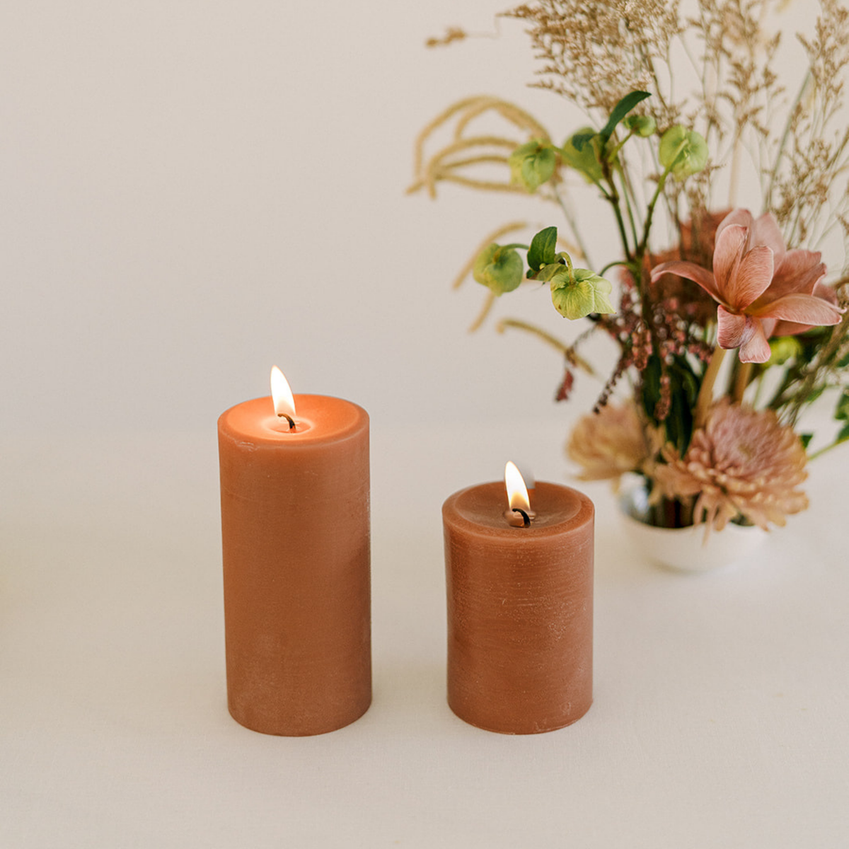 100% Beeswax Pillar Candles - Terra Cotta