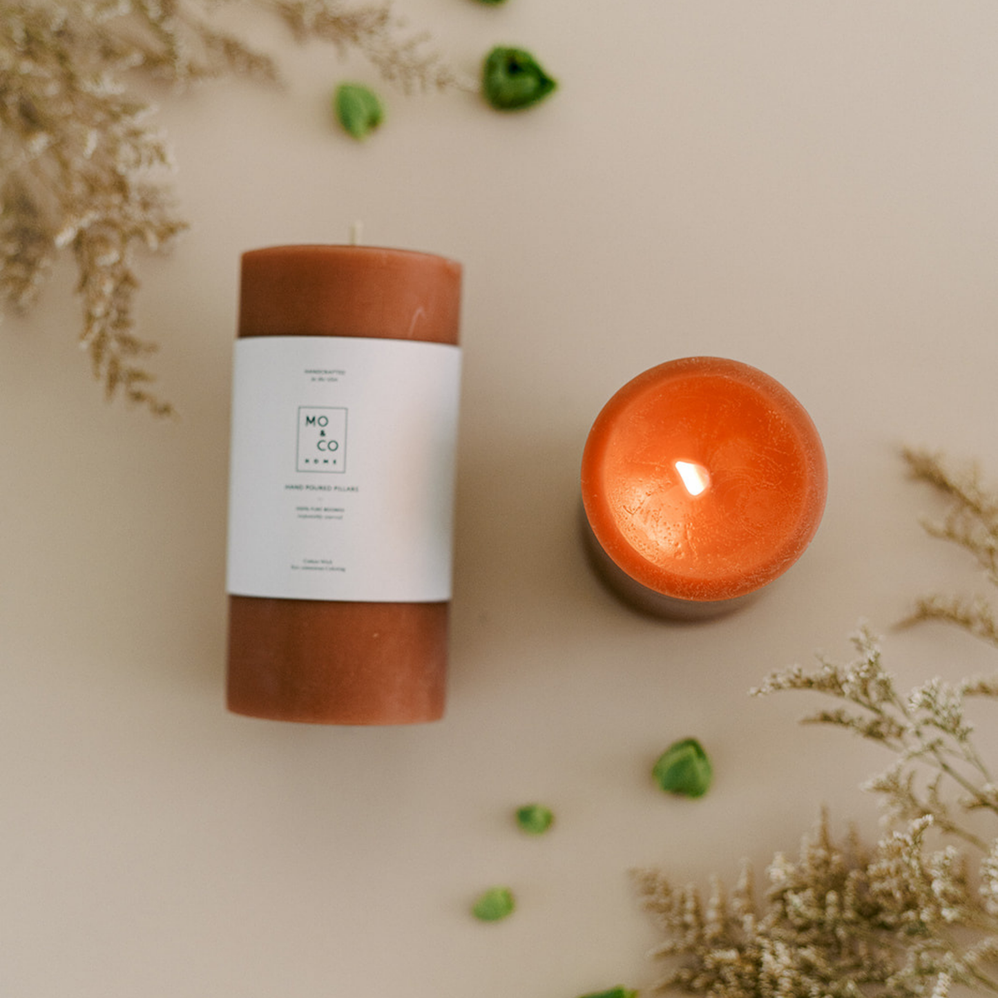 100% Beeswax Pillar Candles - Terra Cotta