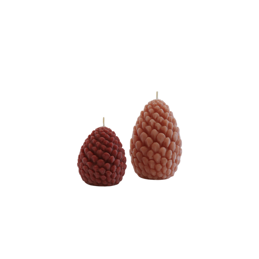 100% Beeswax Sculpted Pine Cone Candles - Terra Cotta