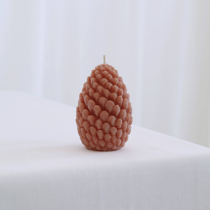 100% Beeswax Sculpted Pine Cone Candles - Terra Cotta