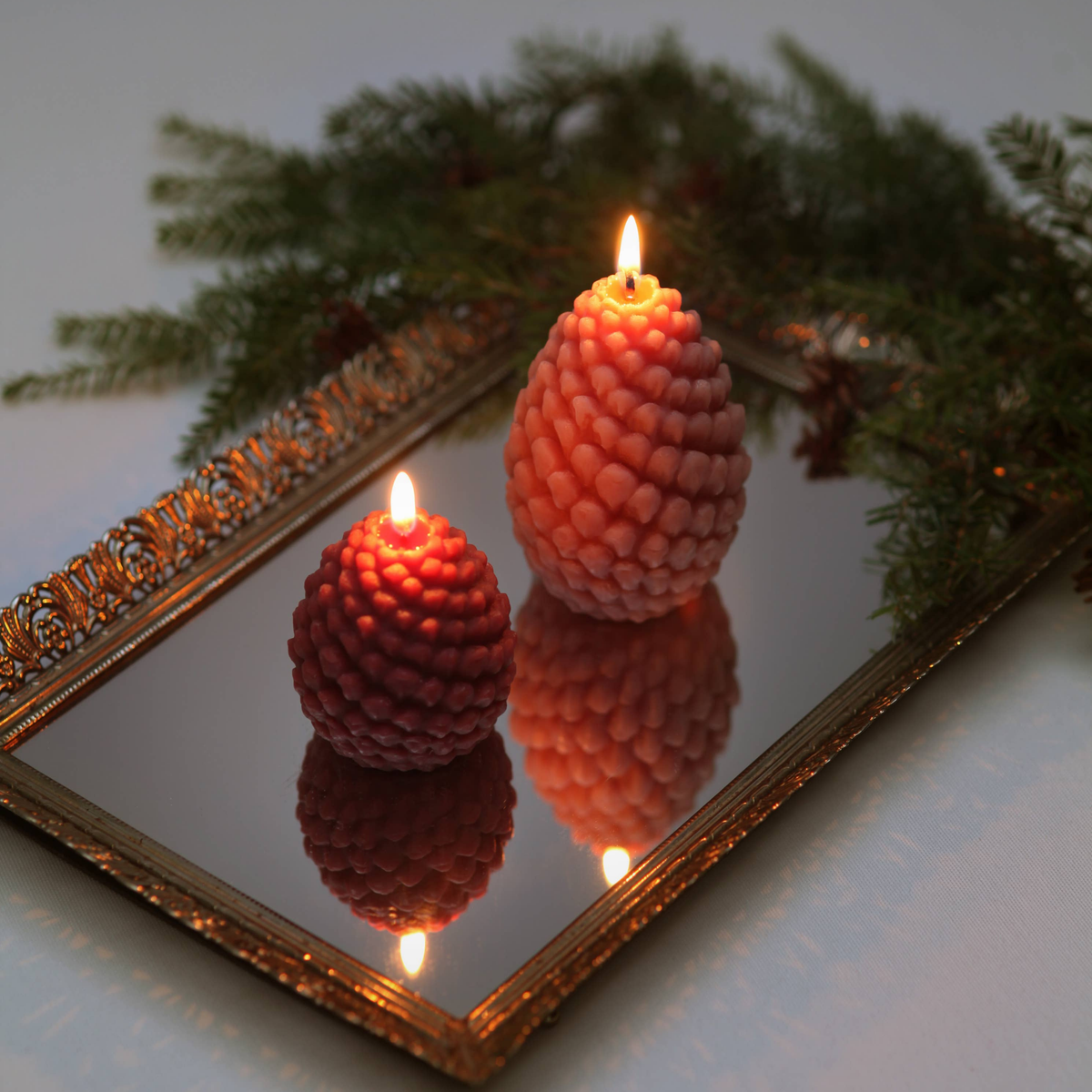 100% Beeswax Sculpted Pine Cone Candles - Terra Cotta