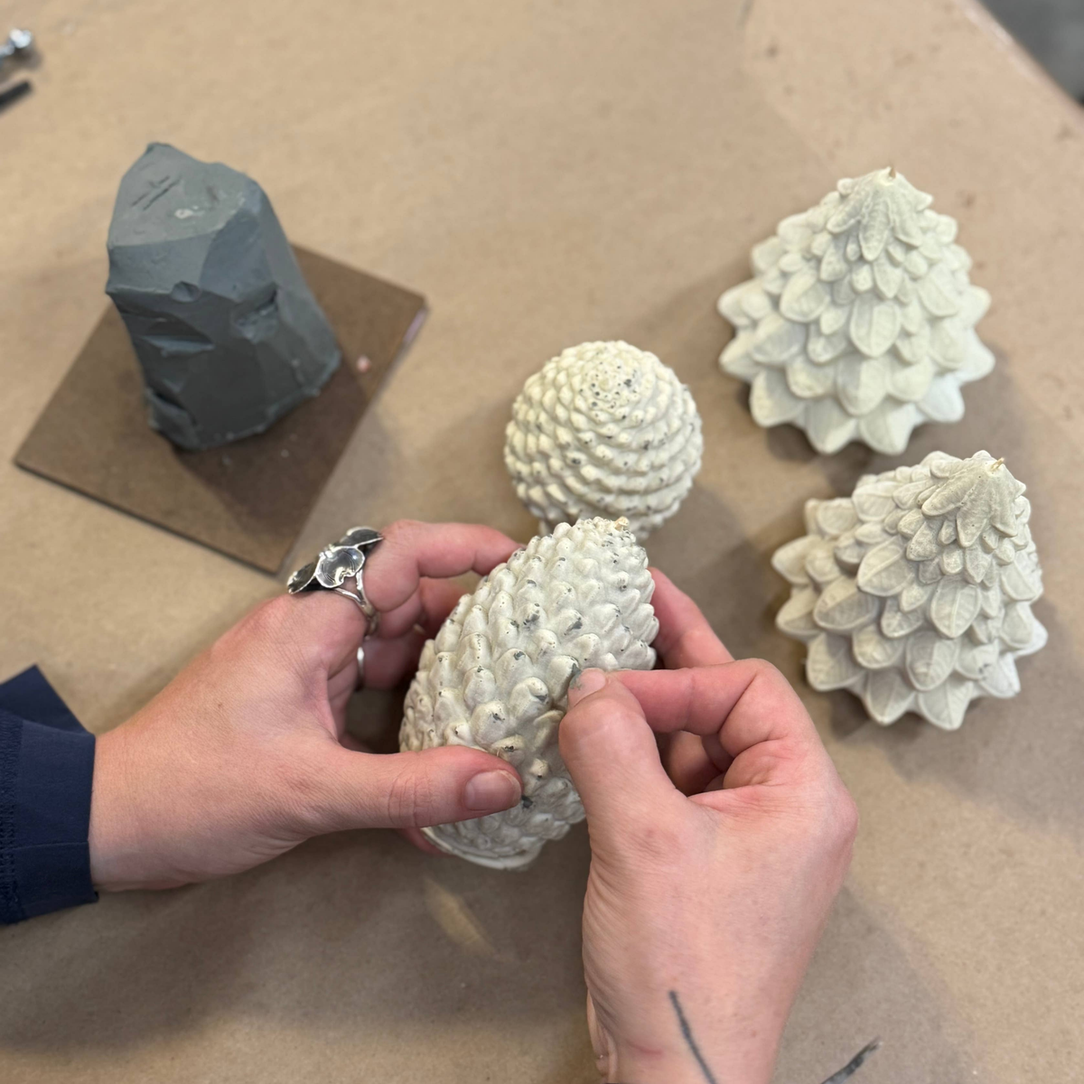 100% Beeswax Sculpted Pine Cone Candles - Terra Cotta