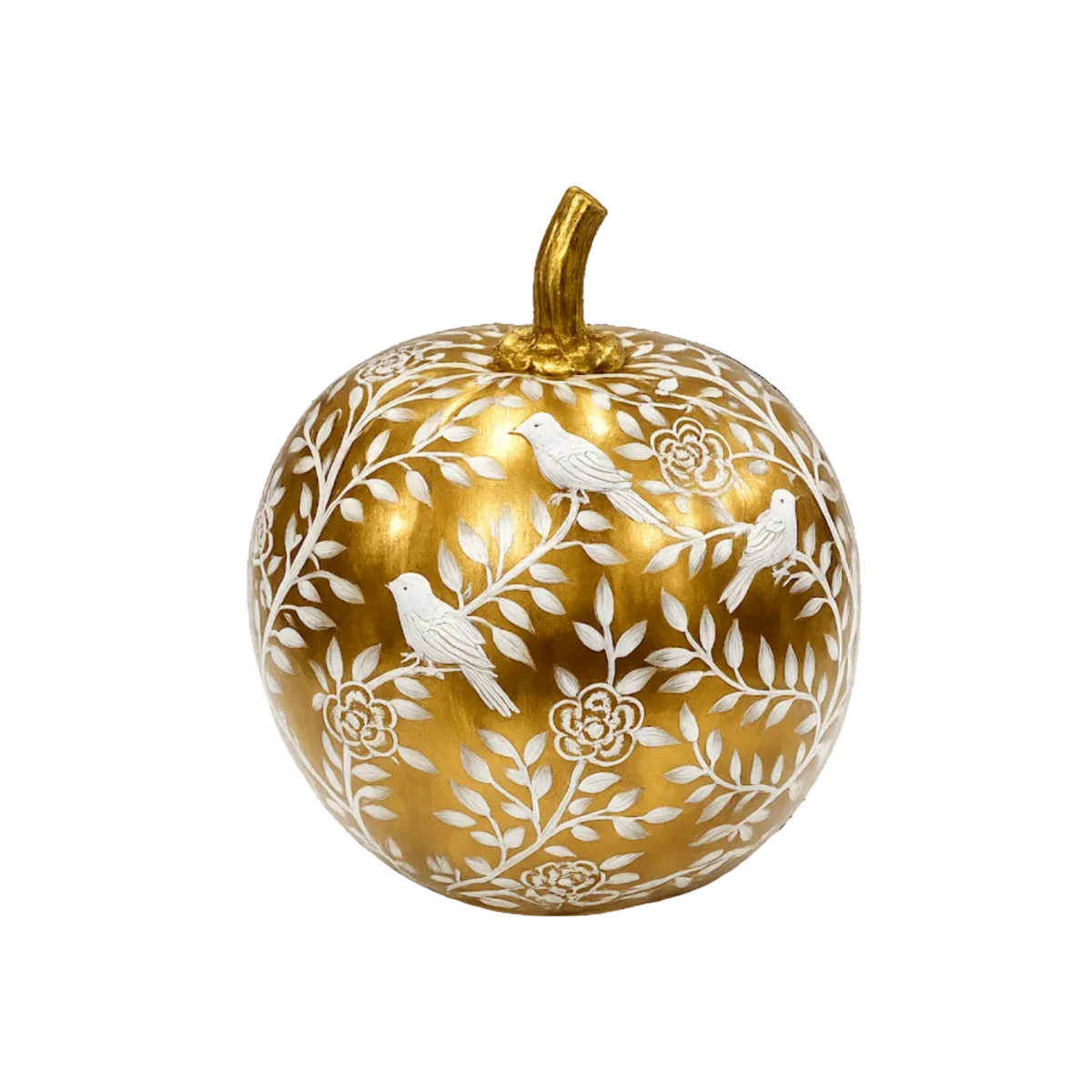 Gold Bird & Vine Silhouette Pumpkin